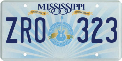 MS license plate ZRO323