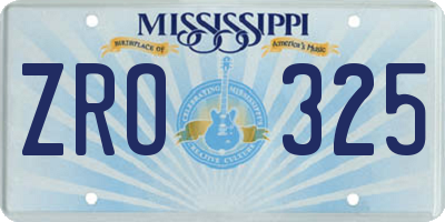 MS license plate ZRO325