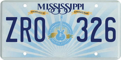 MS license plate ZRO326