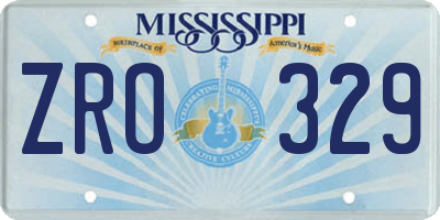 MS license plate ZRO329