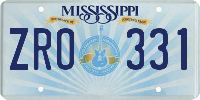 MS license plate ZRO331