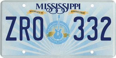 MS license plate ZRO332