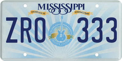 MS license plate ZRO333