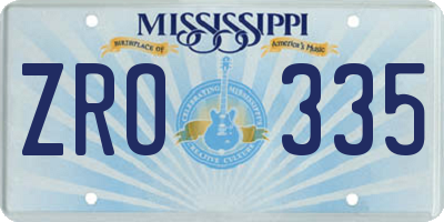 MS license plate ZRO335