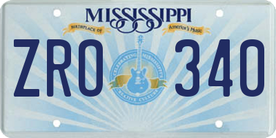 MS license plate ZRO340