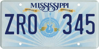 MS license plate ZRO345