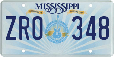 MS license plate ZRO348