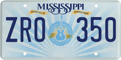 MS license plate ZRO350