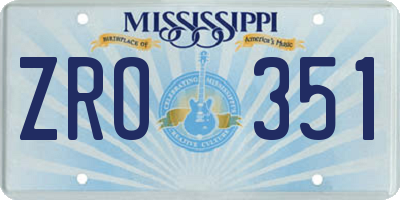 MS license plate ZRO351