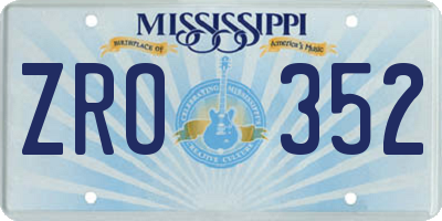 MS license plate ZRO352