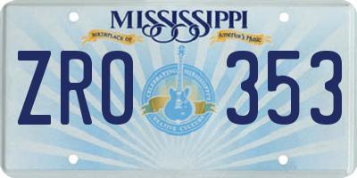 MS license plate ZRO353