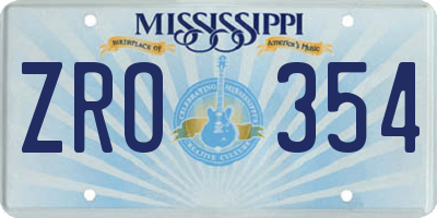 MS license plate ZRO354