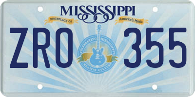 MS license plate ZRO355