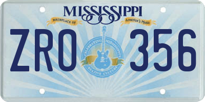 MS license plate ZRO356