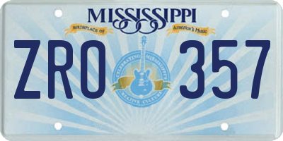 MS license plate ZRO357
