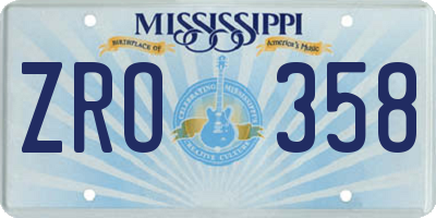 MS license plate ZRO358