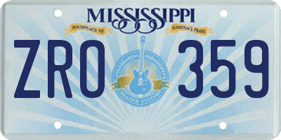 MS license plate ZRO359