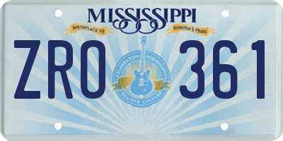 MS license plate ZRO361