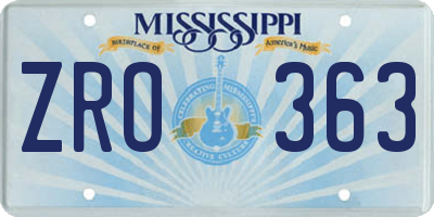 MS license plate ZRO363