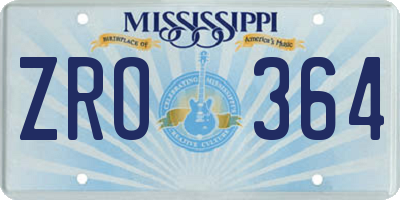 MS license plate ZRO364