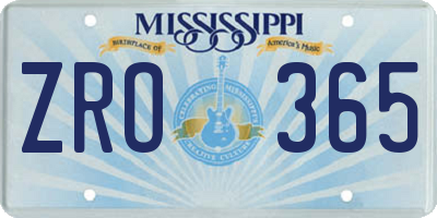 MS license plate ZRO365