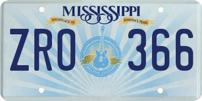 MS license plate ZRO366