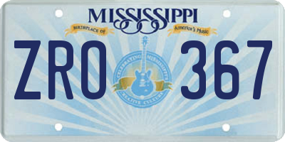 MS license plate ZRO367