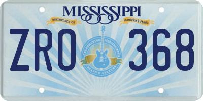 MS license plate ZRO368