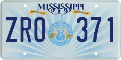 MS license plate ZRO371