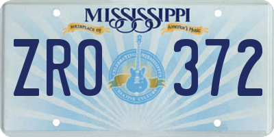 MS license plate ZRO372