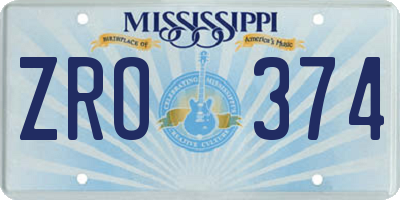 MS license plate ZRO374