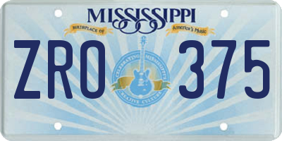 MS license plate ZRO375