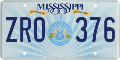 MS license plate ZRO376