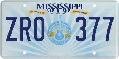 MS license plate ZRO377