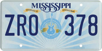 MS license plate ZRO378