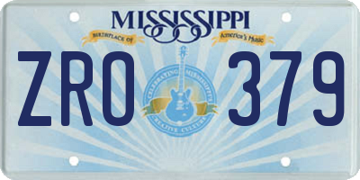 MS license plate ZRO379