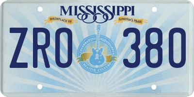 MS license plate ZRO380