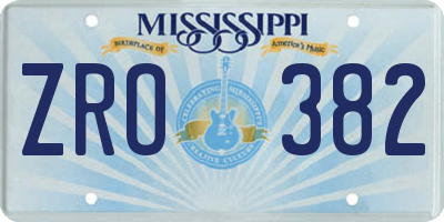 MS license plate ZRO382