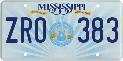 MS license plate ZRO383