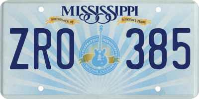 MS license plate ZRO385