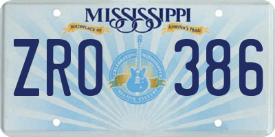 MS license plate ZRO386