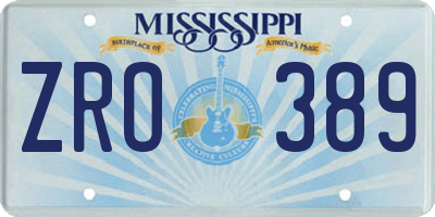 MS license plate ZRO389