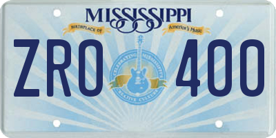 MS license plate ZRO400