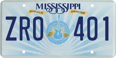 MS license plate ZRO401