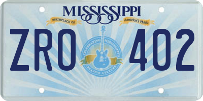 MS license plate ZRO402