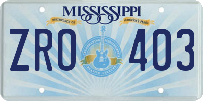 MS license plate ZRO403