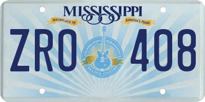 MS license plate ZRO408