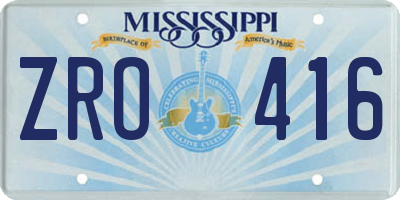 MS license plate ZRO416