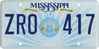 MS license plate ZRO417