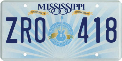 MS license plate ZRO418